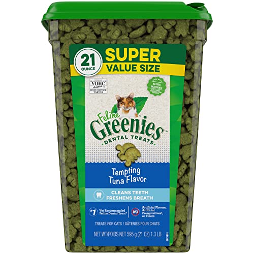 Greenies Feline Adult Natural Dental Care Cat Treats Tempting Tuna Flavor, 21 oz. Tub - Premium Pet Supplies from GREENIES - Just $21.83! Shop now at My Needy Pets