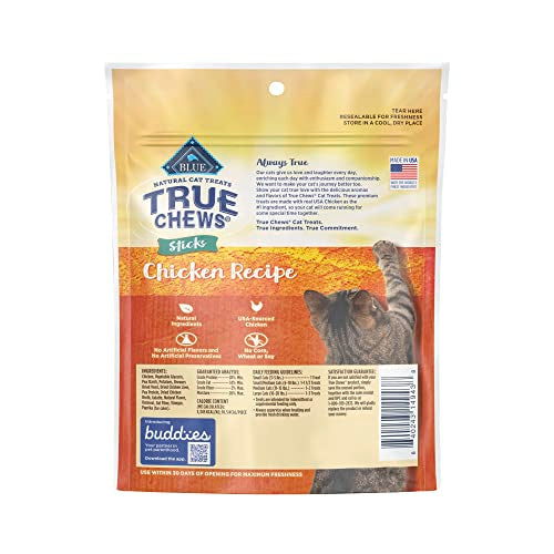 Blue Buffalo True Chews Sticks Natural Cat Treats, Chicken 3 oz Bag - Premium Pet Supplies from BlueBuffaloCompanyLtd - Just $4.73! Shop now at My Needy Pets