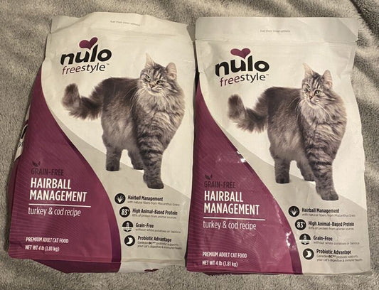 Nulo Cat Food, For Hairball Management Grain-Free All Natural Protein (2)4lb bag - Premium  from byrbr-72407 - Just $31.95! Shop now at My Needy Pets